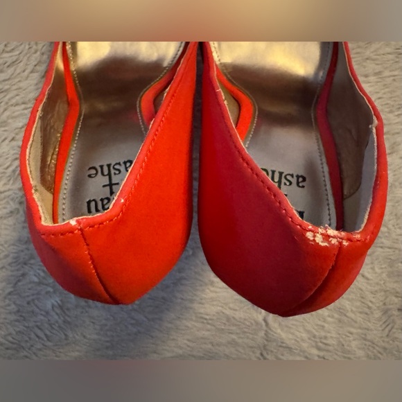 Beau+Ashe Vibrant Coral Platform Peep Toe Wedges with Gradient See-Thru Wedge - Picture 13 of 15